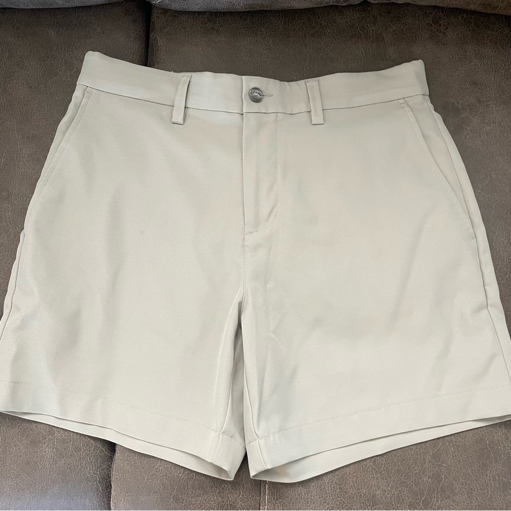 Callaway Tan Flat Front Shorts with Classic Design